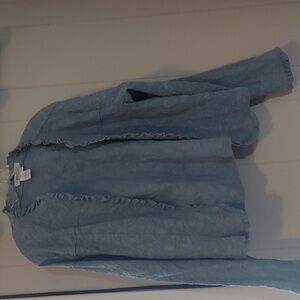 Coldwater Creek Blue Ruffle Jacket